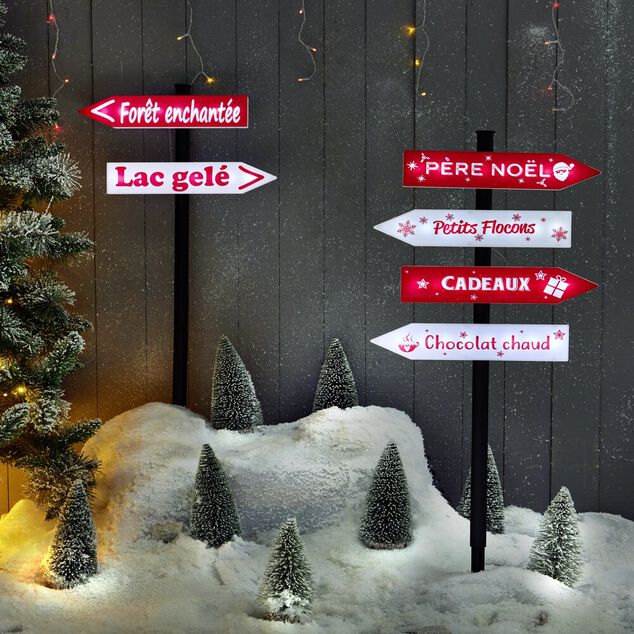 Pancarte directionnelle lumineuse solaire 32 LED H100cm