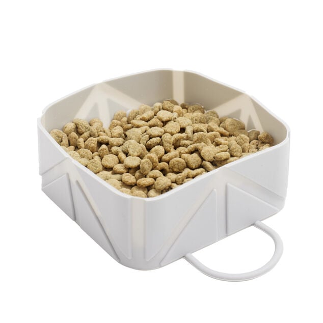 Gamelle pour chien ou chat pliante en silicone gris 11x11xH4,5cm