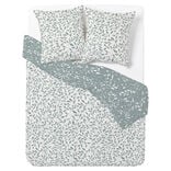 Parure de lit 2 personnes 240x220cm polycoton motif proven&ccedil;al vert et blanc