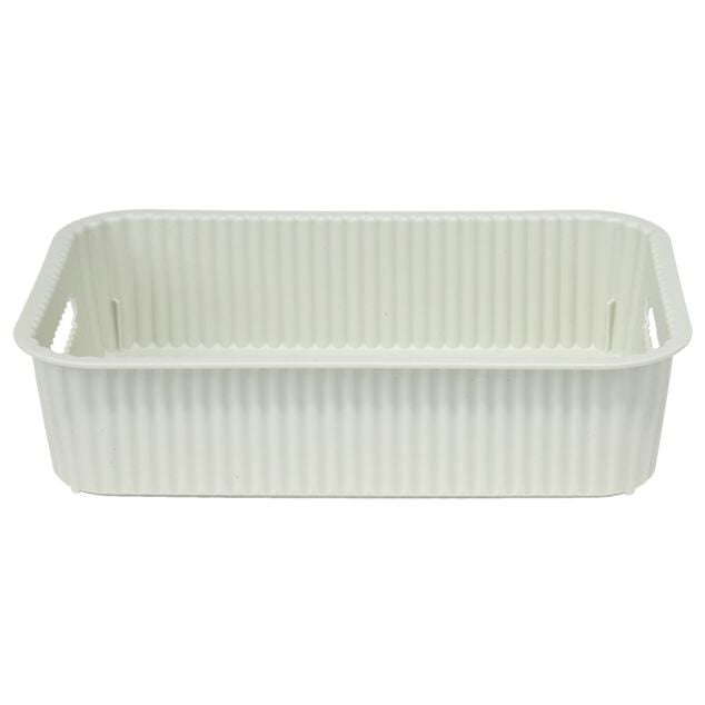 Pani&egrave;re de rangement 2L rectangulaire plastique blanc 25,5x17xH6cm