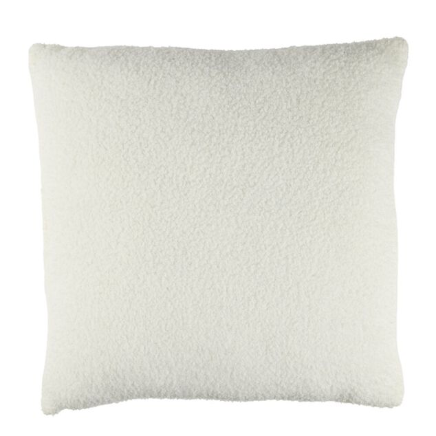 Coussin carr&eacute; bouclette blanc 45x45cm