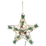Étoile de Noël lumineuse métal et rotin 30LED blanc chaud H30cm