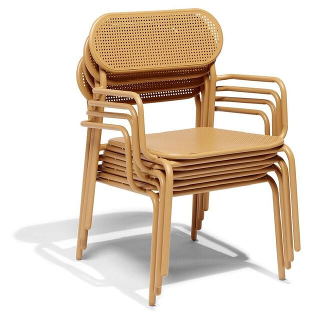 Fauteuil de jardin bas Faro empilable m&eacute;tal orange 56x56xH75cm