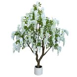 Arbre artificiel glycine blanche H250cm dans pot