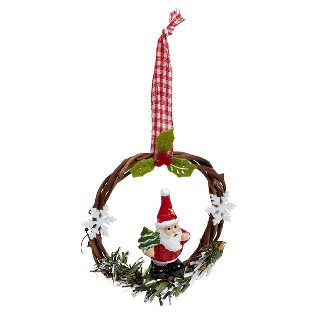 Couronne en bois &agrave; suspendre No&euml;l