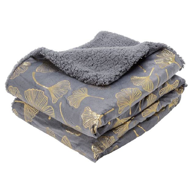 Plaid imprim&eacute; lotus dor&eacute; dos sherpa