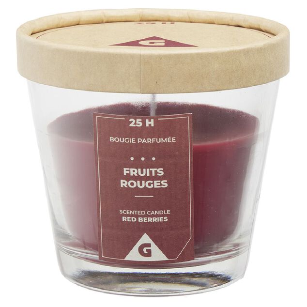 Bougie parfum&eacute;e dans verre senteur fruits rouges