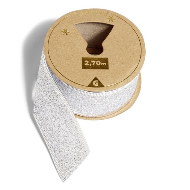 Ruban paillet&eacute; argent&eacute; 2,7m