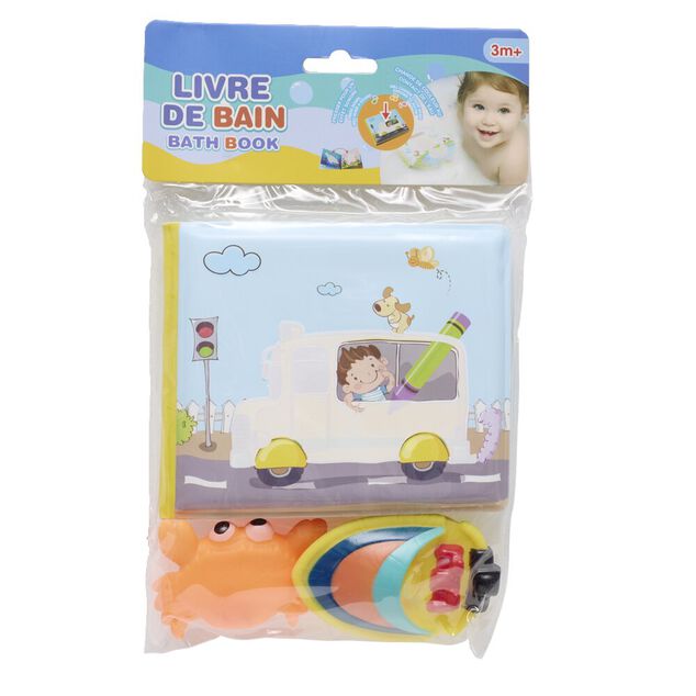 Livre de bain avec 2 jouets plastique (2 mod&egrave;les)