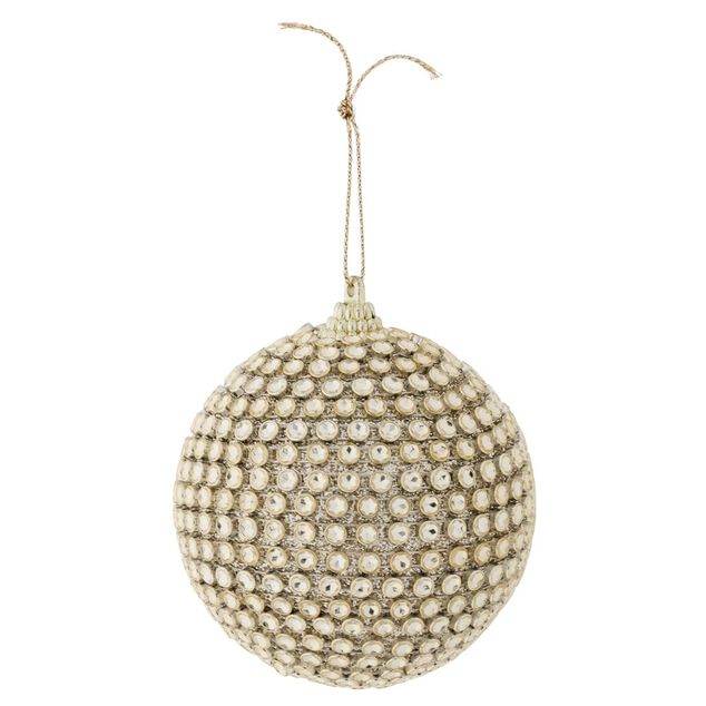 Boule de No&euml;l perles brillantes dor&eacute;es &Oslash;8cm