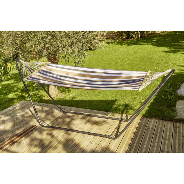 Hamac 1 personne 100x200cm avec support m&eacute;tal 297x113xH82cm