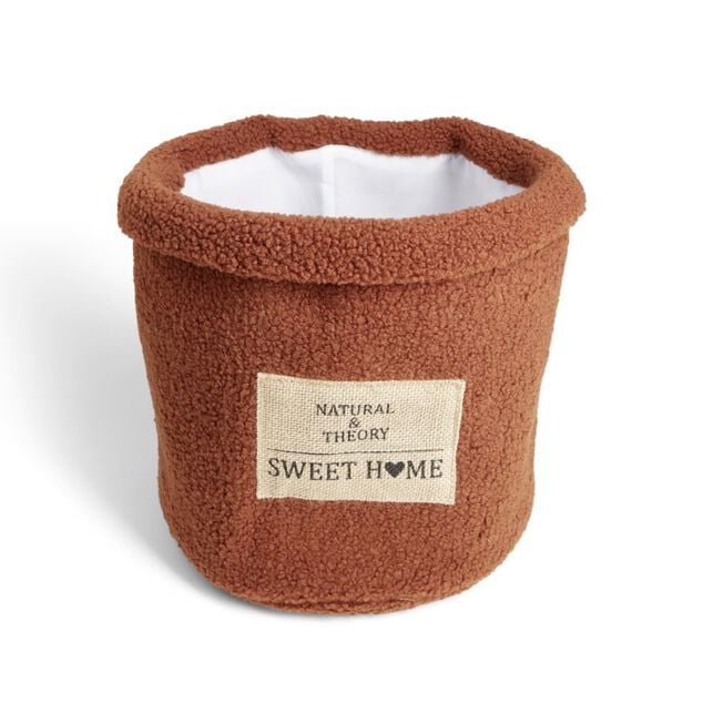 Pani&egrave;re laine boucl&eacute;e marron 30xH26cm