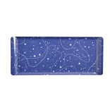 Plateau de service rectangulaire mélaminé bleu motif astral 18x37,5cm