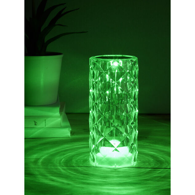 Lampe LED RGB tactile design cristal avec télécommande Ø7,5xH15,5cm