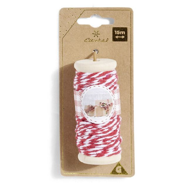 Rouleau fil coton rouge et blanc 15m