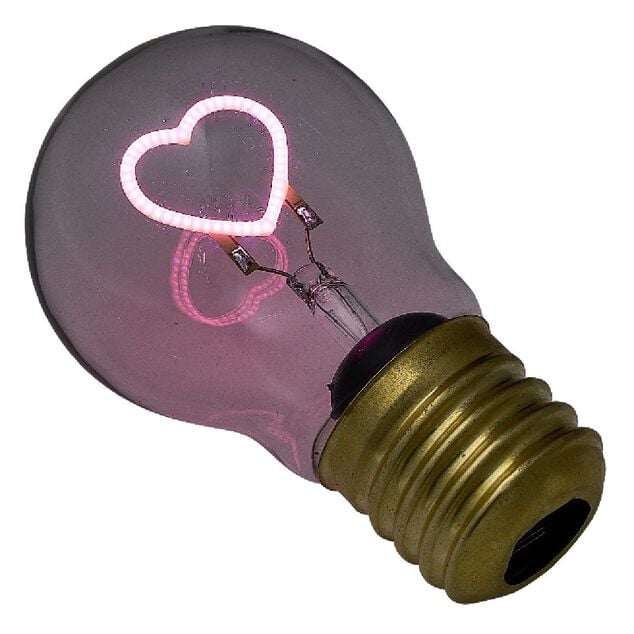 Ampoule USB rechargeable filament LED coeur rose &Oslash;7xH12cm