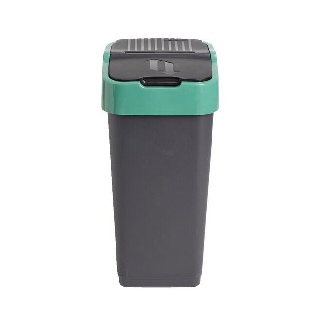 Poubelle de tri pour verre 35L plastique vert et noir