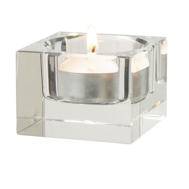Porte bougie carr&eacute; en verre