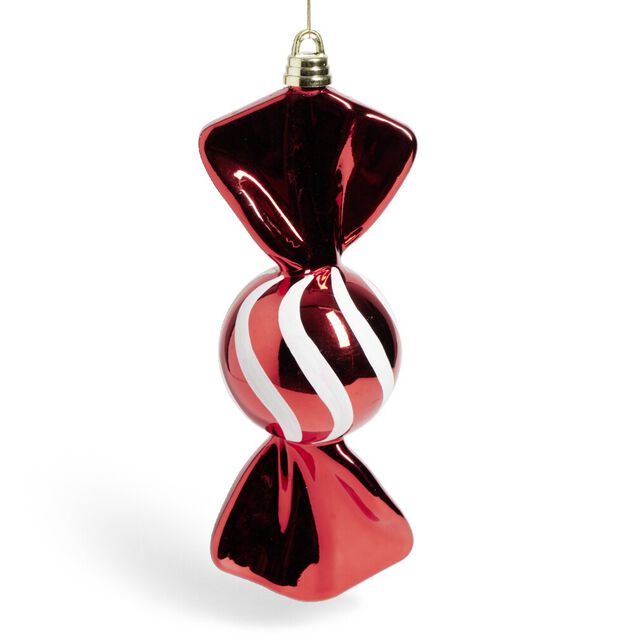 Décoration de Noël bonbon forme XL à suspendre H60cm - 2 coloris