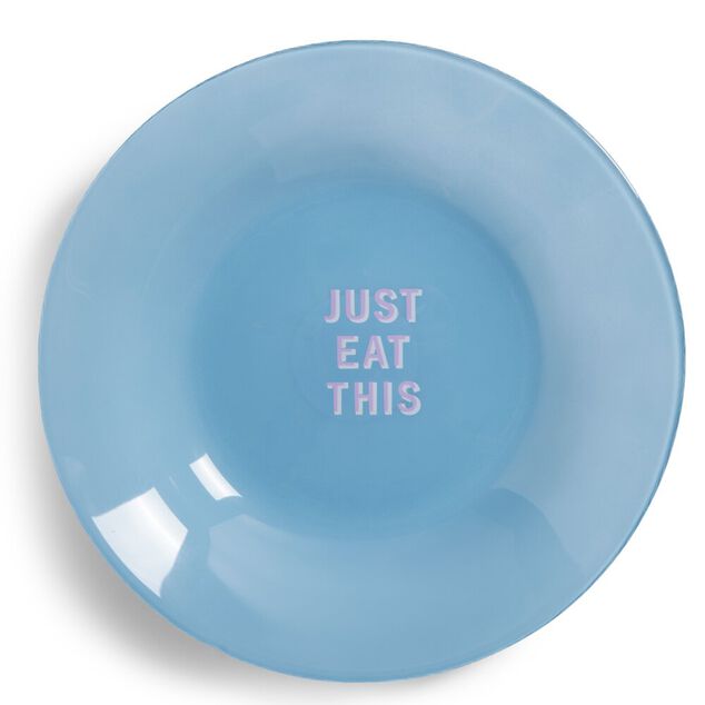 Assiette creuse verre color&eacute; avec message &Oslash;23cm - 3 mod&egrave;les