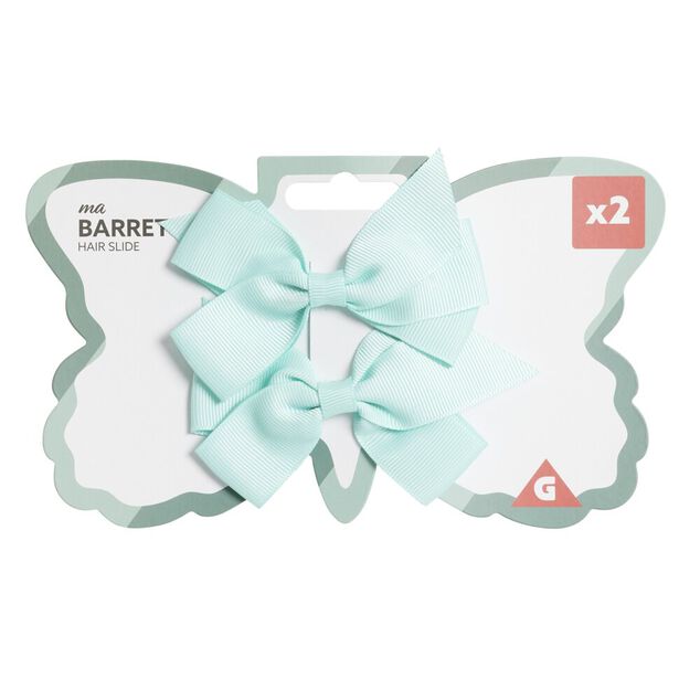 Barrette à cheveux x2 mini noeud tissu pastel 5,5x10cm (4 modèles)