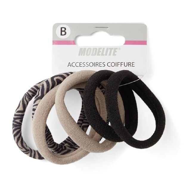 Lot de 6 &eacute;lastiques mousse beige et noir
