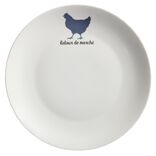 Assiette plate beige motif poule Ø26cm