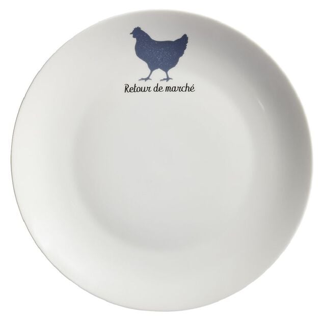Assiette plate beige motif poule Ø26cm
