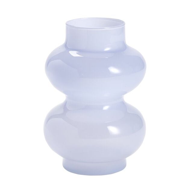 Vase en verre ondul&eacute; bleu &Oslash;12,5xH18,5cm