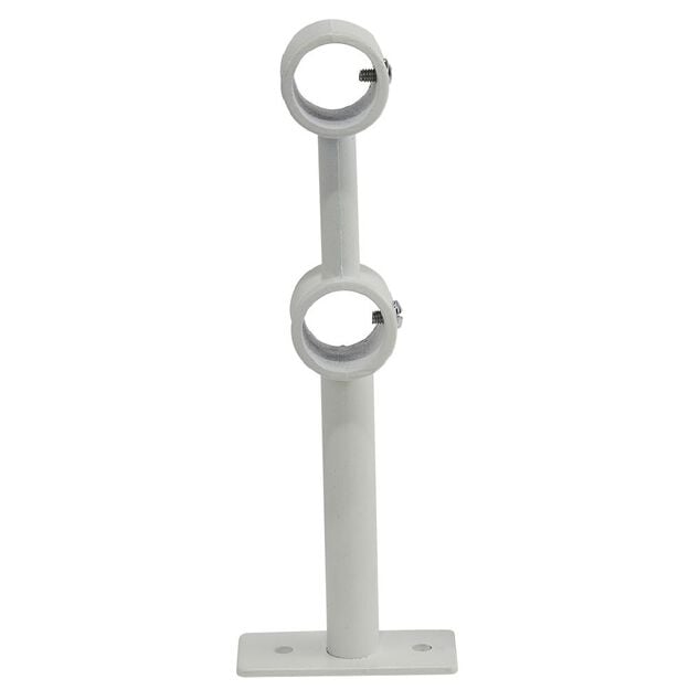Support double extensible m&eacute;tal blanc pour tringle &agrave; rideau &Oslash;20mm