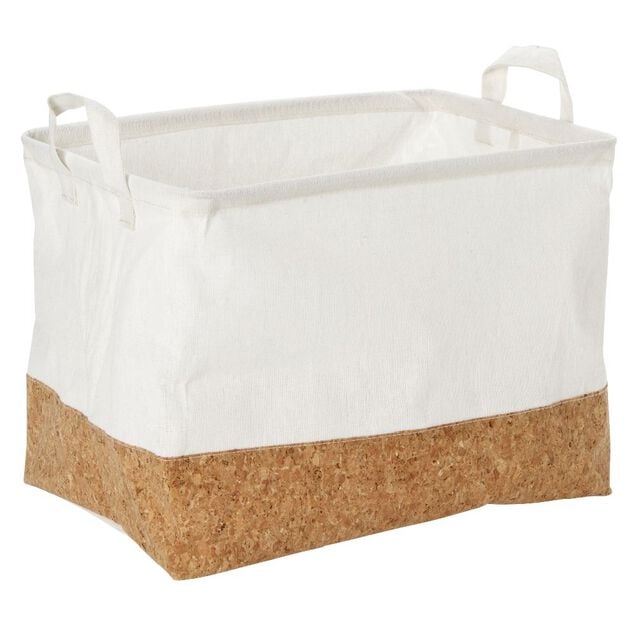 Panier &agrave; linge rectangulaire en coton blanc