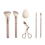 Kit accessoires maquillage 6 pi&egrave;ces beige ou rose - 2 coloris