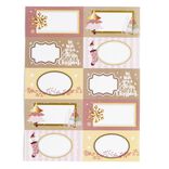 &Eacute;tiquette cadeau autocollante Merry Christmas rose 4x8cm x10