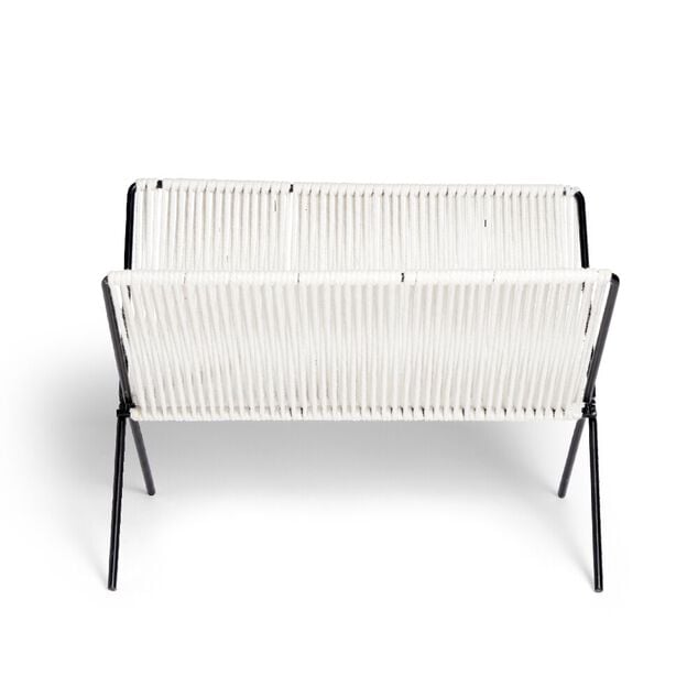 Range magazine coton blanc et m&eacute;tal 35,5x25x25cm