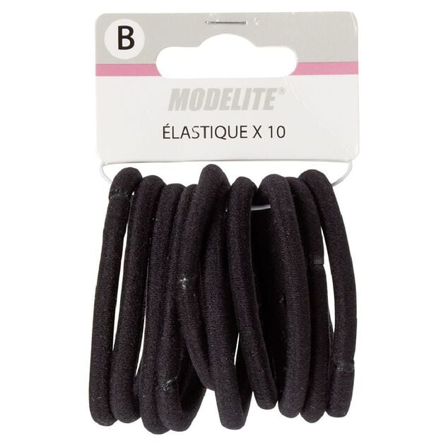 &Eacute;lastique sans m&eacute;tal noir &eacute;pais x10
