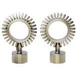 Embout tringle &agrave; rideau &Oslash;20mm aluminium bross&eacute; x2 forme engrenage