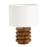Lampe &agrave; poser c&eacute;ramique base ronde effet bois noyer &Oslash;23xH33cm