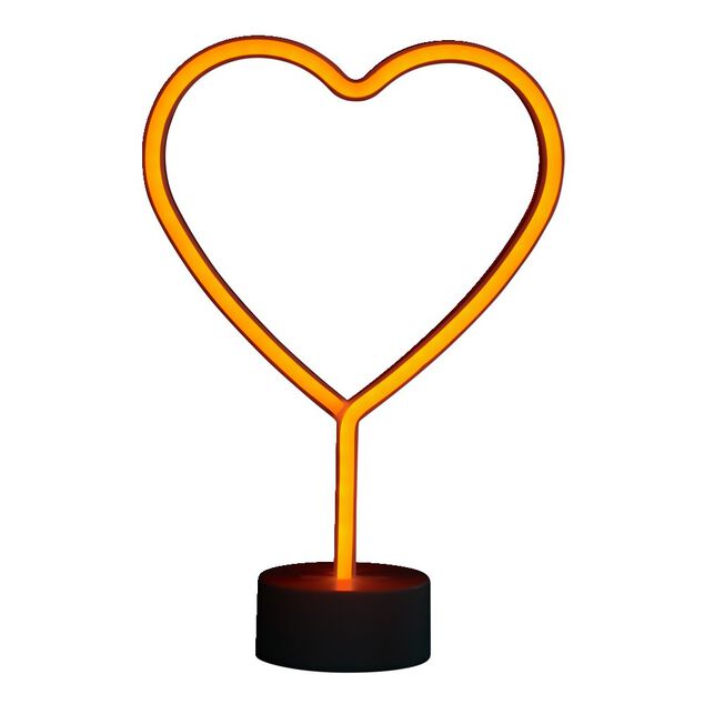 Lampe n&eacute;on sur base forme coeur PVC 29,5x20cm rouge