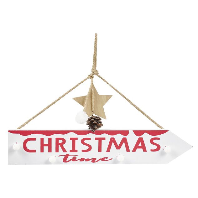 Panneau directionnel lumineux de No&euml;l &agrave; suspendre L39,5cm blanc chaud
