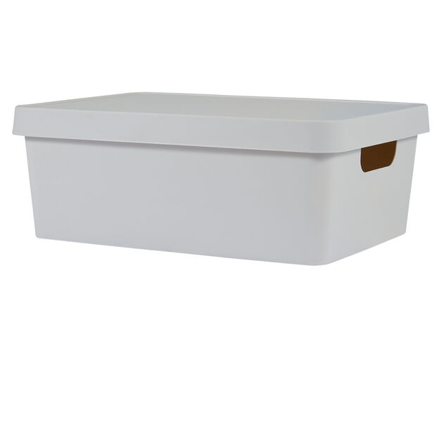 Bo&icirc;te de rangement avec couvercle beige 11 L