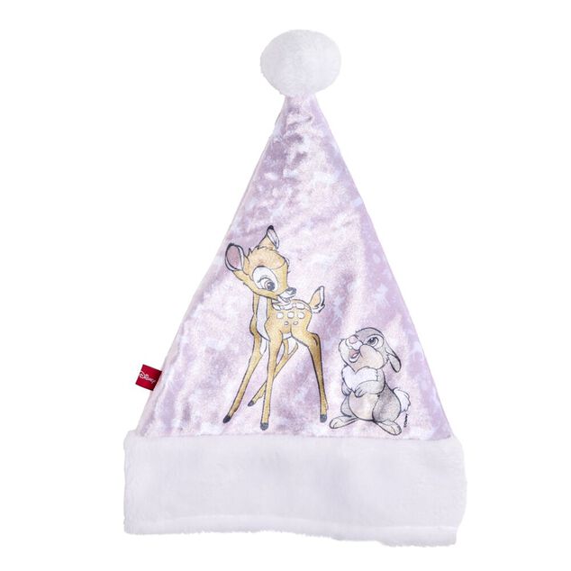 Bonnet de No&euml;l Disney Bambi Panpan rose et blanc 26xH34cm