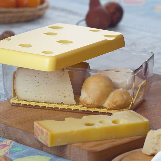 Bo&icirc;te &agrave; fromage avec couvercle transparente et jaune 3 L