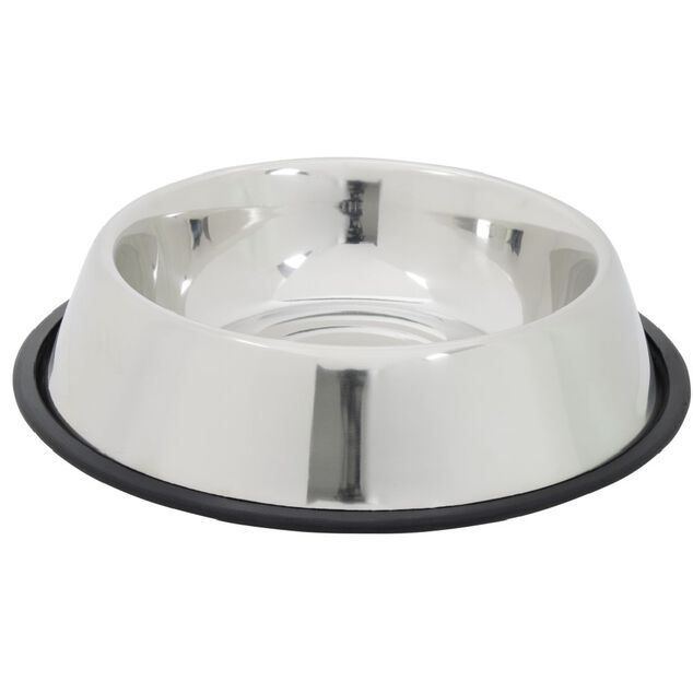 Gamelle ronde inox pour chien avec base antid&eacute;rapante &Oslash;29,4xH6cm