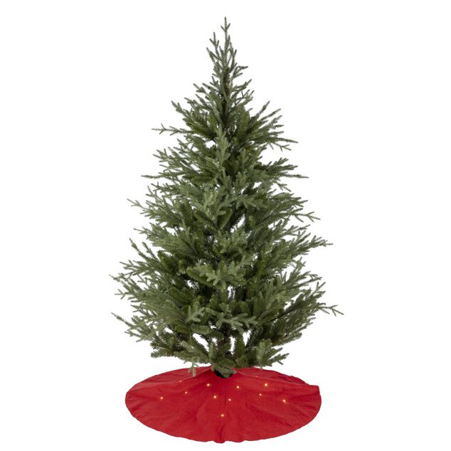 Tour de sapin rouge &Oslash;100cm lumineux 20LED blanc chaud