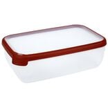 Bo&icirc;te alimentaire herm&eacute;tique rectangulaire transparente et rouge 4 L