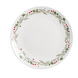 Assiette plate en porcelaine blanche motif feuillage de Noël Ø27cm
