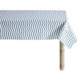 Toile cirée zig zag blanc et bleu L. 140 cm