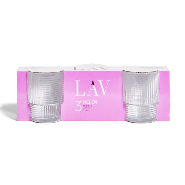 Lot de 3 gobelets en verre empilables 32,5cl