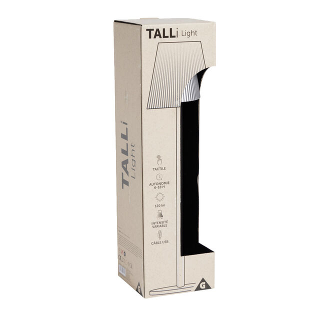 Lampe de table Talli USB tactile grise Ø11xH37cm