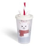 Gobelet avec paille motif renne 450ml